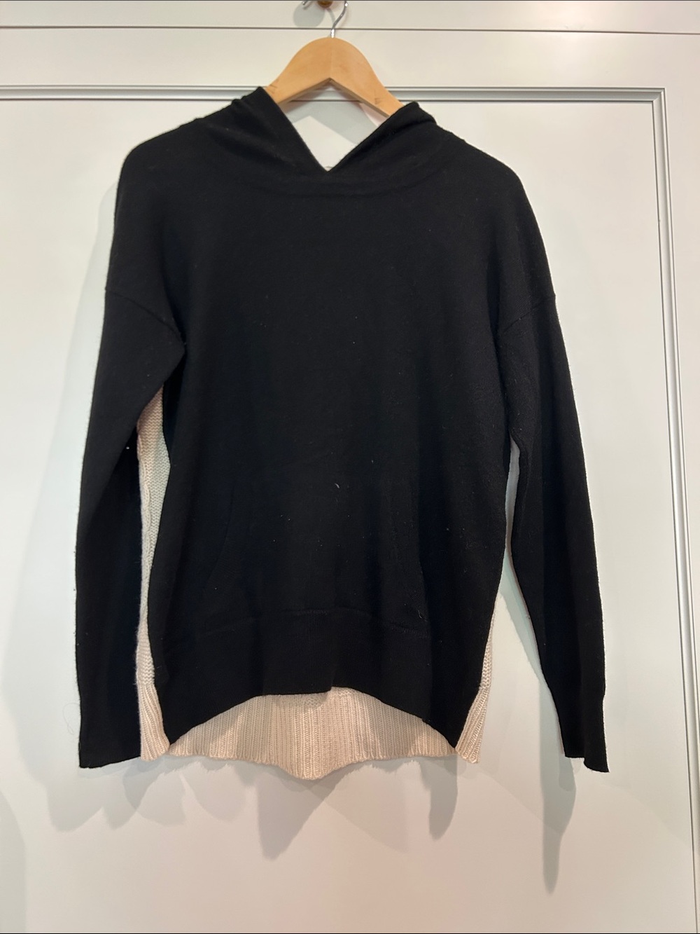 Autumn Cashmere Black and Cream Hooded Cashmere Sweater - Picture 1 of 3